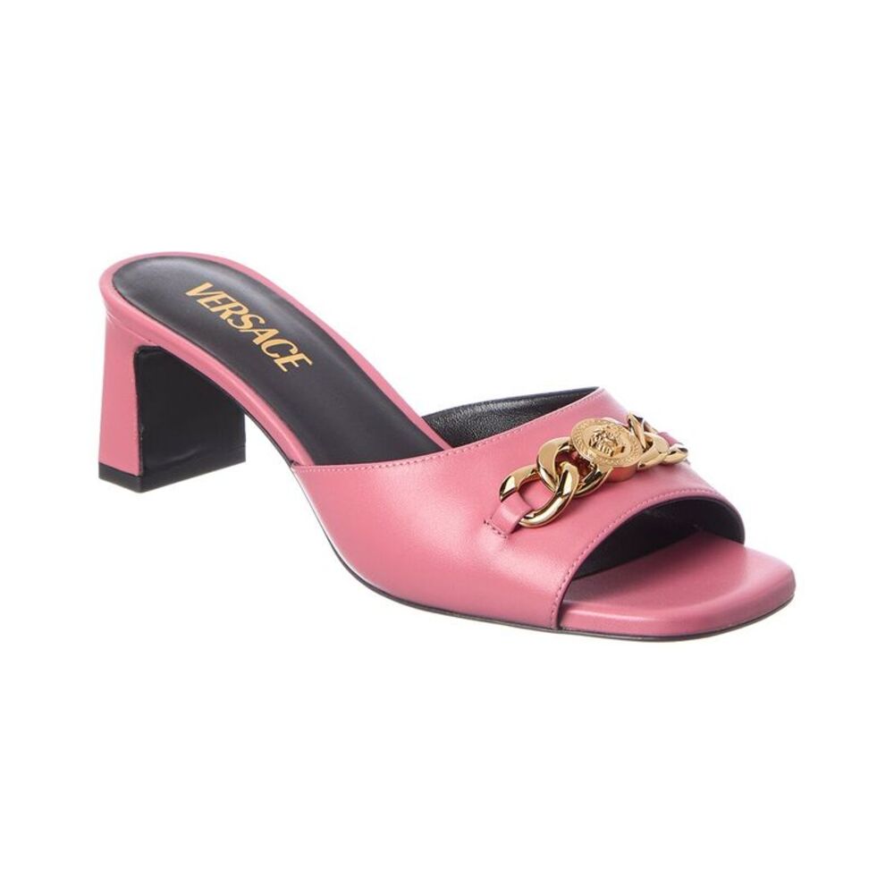 Versace Medusa Leather Sandal, Pink